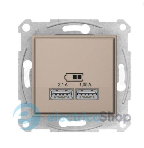 Розетка 2-а з USB виходами для зарядки SDN2710268, колір титан