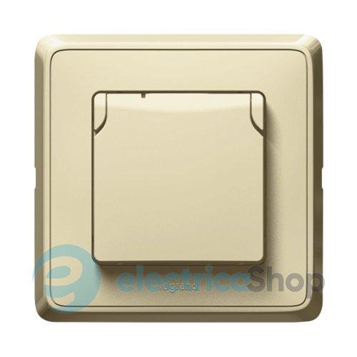 Розетка з/к із захистом і кришкою Legrand Cariva 773722 колір слонова кістка