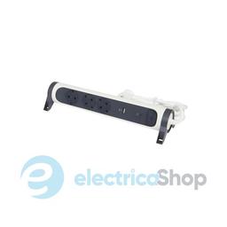 Подовжувач ПРЕМІУМ 3х2К+З розетки 16 А з USB A+C, із ПЗІП, з кабелем 1,5 м, колір Білий/Чорний