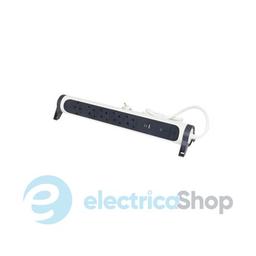 Подовжувач ПРЕМІУМ 5х2К+З розеток 16 А з USB A+C, із ПЗІП, з кабелем 1,5 м, колір Білий/Чорний