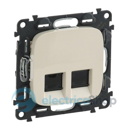 Розетка комп'ютерна подвійна RJ45 UTP 6 cat. Valena ALLURE 753843 слонова кістка