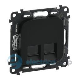 Розетка комп'ютерна подвійна RJ45 UTP 6 cat. Valena ALLURE 753953 антрацит