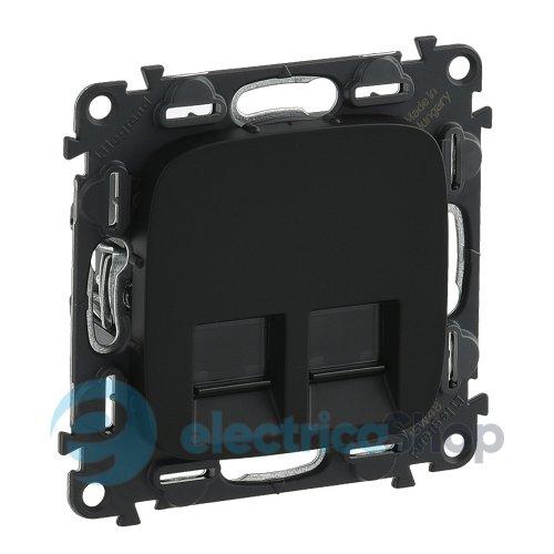 Розетка комп'ютерна подвійна RJ45 UTP 6 cat. Valena ALLURE 753953 антрацит