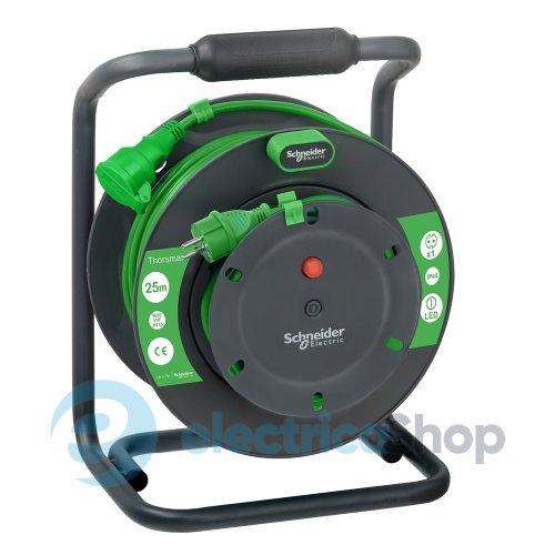 Подовжувач на котушці 1 розетка 25м 3х1.5 IP44 Schneider Electric IMT33151