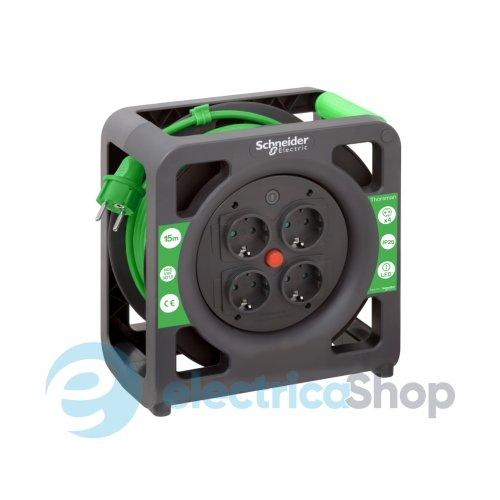 Подовжувач на котушці 4 розетки 15м 3х1.5 IP20 Schneider Electric IMT33137