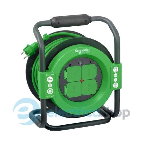 Подовжувач на котушці 4 розетки 40м 3х1.5 IP44 Schneider Electric IMT33158