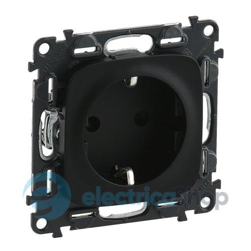 Розетка 2К+З та зі шторками 16А/250V (гвинт. клеми) Valena ALLURE 753934 антрацит