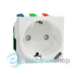 Розетка з з/к + USB C, 10,5 Вт, 2 модулі, New Unica NU301718, біла