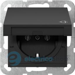 Розетка із з/к 16А/250V та кришкою, System 55 Gira 4454005, чорний матовий