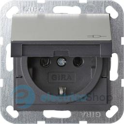 Розетка із з/к 16А/250V та кришкою, System 55 Gira 4454600, сталь