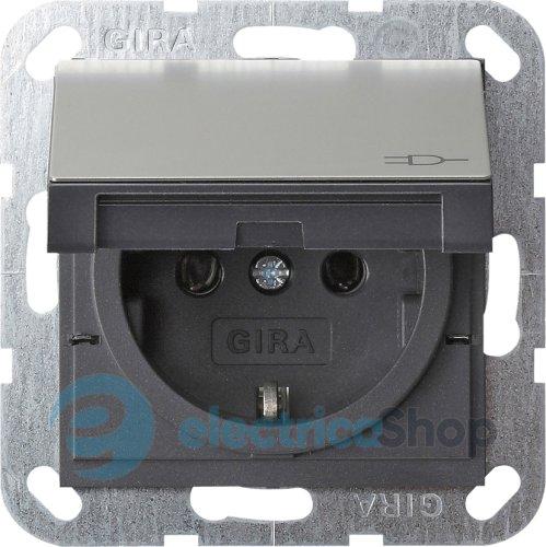 Розетка із з/к 16А/250V та кришкою, System 55 Gira 4454600, сталь