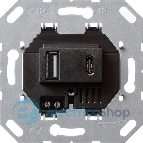 Механізм електроживлення USB 2-м тип A/C Gira 236900