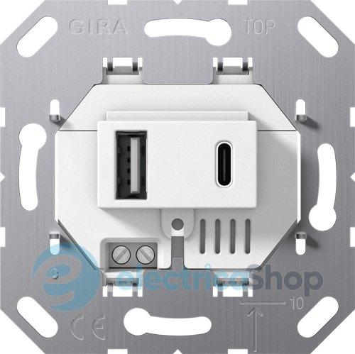 Механізм електроживлення USB 2-м тип A/C Gira 234900