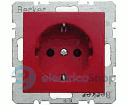 Розетка з з/к, червона матова, 16А/250В B.3/B.7 GLAS Berker 47431912