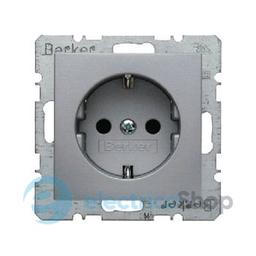 Розетка з з/к, з «захистом від дітей» Berker для колекцій S.1/B.3/B.7 GLAS, колір «алюмінієвий, матовий», 47231404