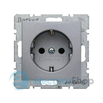 Розетка з з/к, з «захистом від дітей» Berker для колекцій S.1/B.3/B.7 GLAS, колір «алюмінієвий, матовий», 47231404