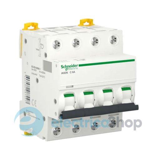 Автоматичний вимикач 4-п, 6A, C, 6кА, iK60 Acti9, Schneider Electric A9K24406