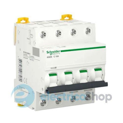Автоматичний вимикач 4-п, 16A, C, 6кА, iK60 Acti9, Schneider Electric A9K24416