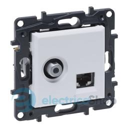 Розетка комбінована TV тип F та RJ45 CAT6 UTP Legrand NILOE STEP 863177 колір білий
