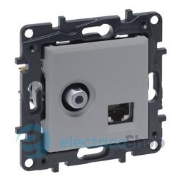 Розетка комбінована TV тип F та RJ45 CAT6 UTP Legrand NILOE STEP 863377 колір алюміній