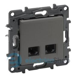 Розетка комп'ютерна 2XRJ45 CAT6 FTP Legrand NILOE STEP 863462 колір cталь