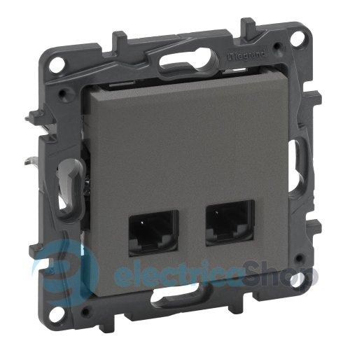 Розетка комп'ютерна 2XRJ45 CAT6 FTP Legrand NILOE STEP 863462 колір cталь