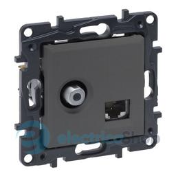 Розетка комбінована TV тип F та RJ45 CAT6 UTP Legrand NILOE STEP 863477 колір cталь