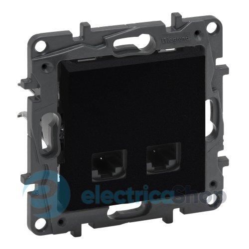 Розетка комп'ютерна 2XRJ45 CAT5e UTP Legrand NILOE STEP 863560 колір чорний
