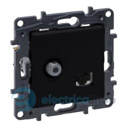 Розетка комбінована TV тип F та RJ45 CAT6 UTP Legrand NILOE STEP 863577 колір чорний