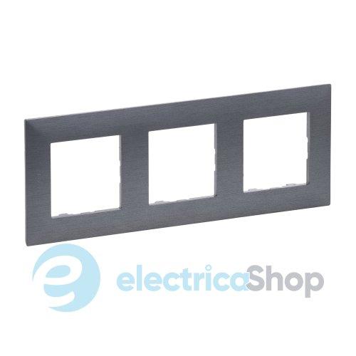 Рамка 3-постова Legrand NILOE STEP 863993 колір фактурна сталь