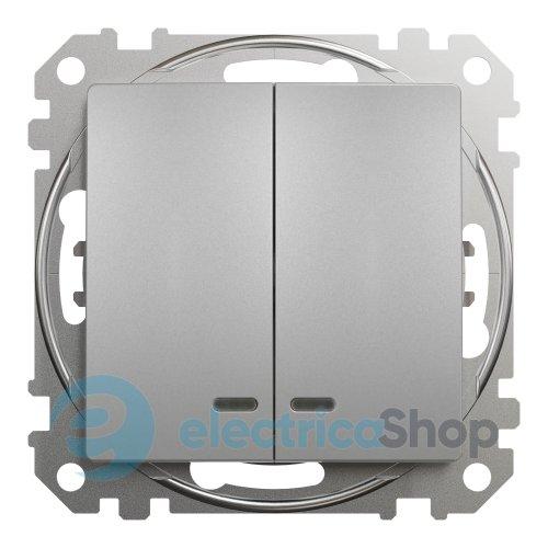 Вимикач з підсв. 2-кл. для серії Sedna Design Schneider Electric SDD113105L алюміній
