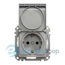 Розетка із з/к зі шторками та з кришкою IP44 SE Sedna Design SDD213024 алюміній