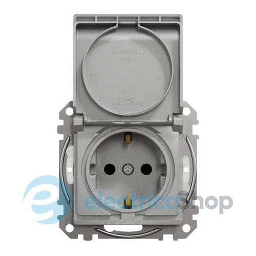 Розетка із з/к зі шторками та з кришкою IP44 SE Sedna Design SDD213024 алюміній