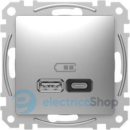 Розетка USB тип A+C (45 Вт) SE Sedna Design SDD113404 алюміній