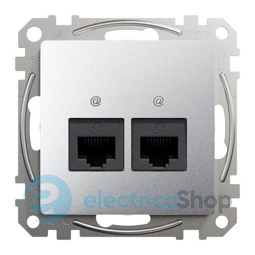 Комп'ютерна розетка 2-а. RJ45 кат. 5е UTP SE Sedna Design SDD113452 алюміній