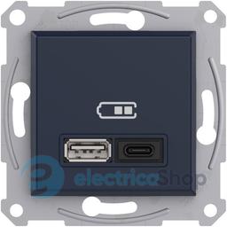 USB розетка А+С, 3 А, 45 Вт, антрацит, Asfora, Schneider Electric, (EPH2700471)