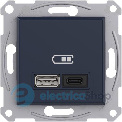 USB розетка А+С, 3 А, 45 Вт, антрацит, Asfora, Schneider Electric, (EPH2700471)