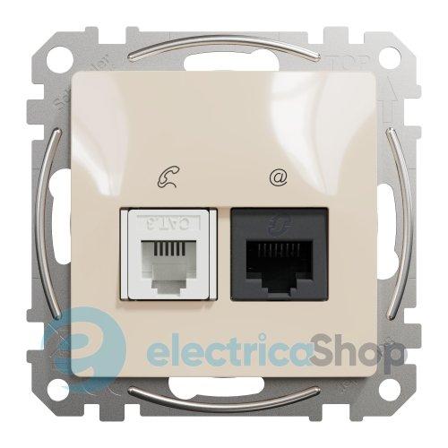 Розетка телекомунікаційна RJ45+RJ11 6UTP Sedna Design SDD112468 бежевий