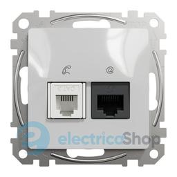 Розетка телекомунікаційна RJ45+RJ11 6UTP Sedna Design SDD113468 алюміній