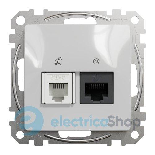 Розетка телекомунікаційна RJ45+RJ11 6UTP Sedna Design SDD113468 алюміній