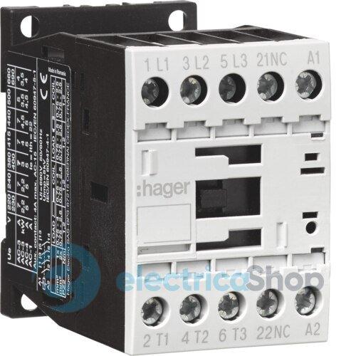 Контактор корпусний 3P + 1НЗ, 230В-АС, 12А AC-3, Hager EV01201C