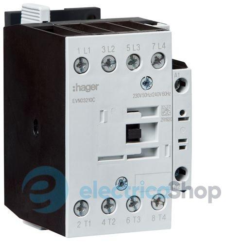 Контактор корпусний 4P + 1НВ, 230В-АС, 32А AC-1, Hager EVN03210C