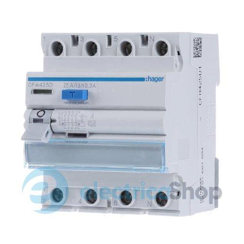 Дифреле 4P, 6kA, 25A, 300mA, A, Hager CFA425D