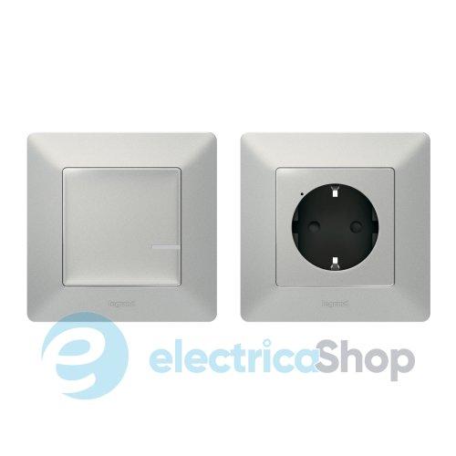 Набір 752354 Valena Life with NETATMO Розумна розетка 2К+З + розумний безпровідний 1-кл вимикач, колір алюміній