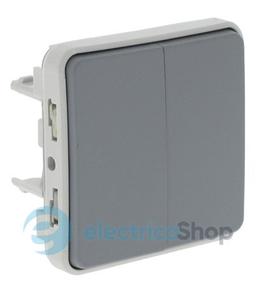 Механізм перемикача 2-кл 10А IP55 «Legrand» Plexo — 69525, колір сірий