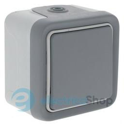 Перемикач 1-клавішний на 2 напрямки, 10А IP55, накладний «Legrand» Plexo — 69711, колір сірий