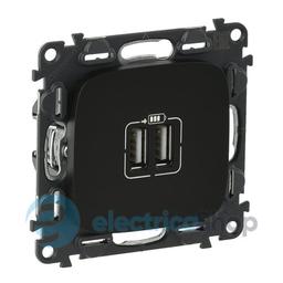 Розетка USB для зарядки подвійна Legrand Valena ALLURE 754998 колір антрацит