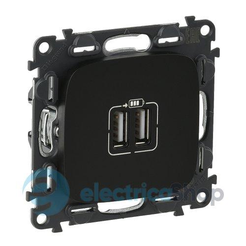 Розетка USB для зарядки подвійна Legrand Valena ALLURE 754998 колір антрацит