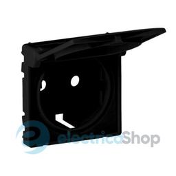 Накладка розетки 2К+З з кришкою Valena Life Black 756842 чорний матовий