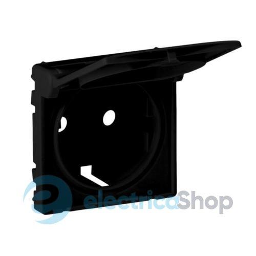 Накладка розетки 2К+З з кришкою Valena Life Black 756842 чорний матовий